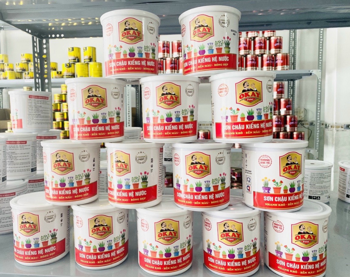 Sơn chậu kiểng hệ nước Okay